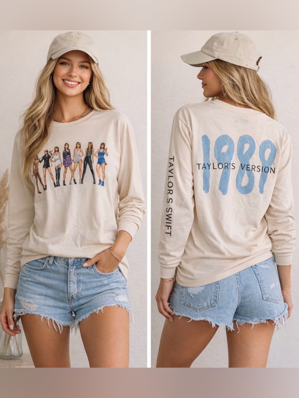 RARE 1989 Taylor’s Version Eras Tour Long Sleeve Shirt S Cream Sold Out Merch